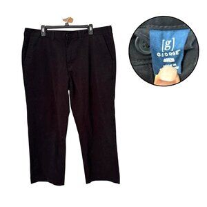 George Black Chino Pants Mens 40x29 Flat Front Casual Workwear